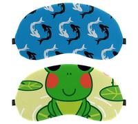 Lot de 2 masques de sommeil pour hommes et femmes qui dorment sur le côté, motif grenouille lotus, jaune et vert, avec sangle réglable, bandeau pour les yeux de nuit