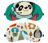 Lot de 2 masques de sommeil pour hommes et femmes qui dorment sur le côté, style rétro avec animal de la forêt, renard, hibou, flèche, bloquant la lumière avec sangle réglable, bandeau pour les yeux