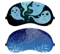 Lot de 2 masques de sommeil pour hommes et femmes qui dorment sur le côté, voie lactée japonaise et feuilles de bambou bloquant la lumière bleue avec sangle réglable, bandeau pour les yeux de nuit