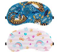 Lot de 2 masques de sommeil pour les yeux de petite princesse avec éléments mignons pour dormir sur le côté, masque de sommeil, masque pour les yeux bloquant la lumière, couverture douce pour les yeux
