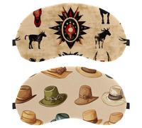 Lot de 2 masques de sommeil pour les yeux de sommeil sur le côté, chapeaux de cowboy vintage West Wild à fond beige, couverture douce pour les yeux, pour voyage, sieste, avion, blocage de la lumière