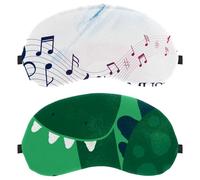 Lot de 2 masques de sommeil pour les yeux de sommeil sur le côté, masque de sommeil motif dinosaure vert bonjour, masque de sommeil doux pour les yeux, pour voyage, sieste, avion, blocage de la