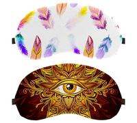 Lot de 2 masques de sommeil pour les yeux de style bohème indien et asiatique, pour dormir sur le côté, masque de sommeil doux pour homme et femme, blocage complet de la lumière, bandeau pour les yeux