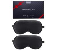 Lot de 2 masques de sommeil, pour les yeux, en soie pure 100% naturelle avec sangle réglable, bloque la lumière, réduit les yeux gonflés