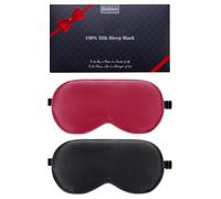 Lot de 2 masques de sommeil, pour les yeux, en soie pure 100% naturelle avec sangle réglable, bloque la lumière, réduit les yeux gonflés