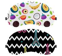 Lot de 2 masques de sommeil pour les yeux et les personnes dormant sur le côté, tour Eiffel, zigzag - Blocage complet de la lumière - Masque de nuit zéro pression