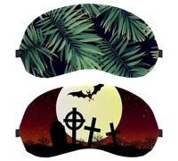 Lot de 2 masques de sommeil pour les yeux pour dormeur latéral, masque de sommeil doux pour Halloween, chauve-souris, tombe, pleine lune pour homme et femme, blocage complet de la lumière, bandeau