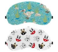 Lot de 2 masques de sommeil pour les yeux pour dormeur sur le côté, animal blanc zéro pression oculaire, masque de nuit réglable, bloque complètement la lumière
