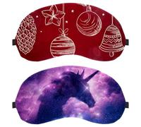 Lot de 2 masques de sommeil pour les yeux pour dormir sur le côté, bandeau pour les yeux sans pression oculaire, motif licorne univers, belle housse de sommeil réglable, bloque complètement la lumière