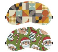 Lot de 2 masques de sommeil pour les yeux pour dormir sur le côté, bas de Noël, bonbons, Père Noël, masque de sommeil doux pour les yeux pour homme et femme, blocage complet de la lumière, bandeau
