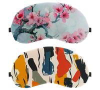 Lot de 2 masques de sommeil pour les yeux pour dormir sur le côté, blocs de couleurs abstraits dessinés à la main pour homme et femme, blocage complet de la lumière, bandeau nocturne zéro pression