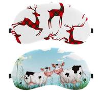 Lot de 2 masques de sommeil pour les yeux pour dormir sur le côté, deux vaches de la ferme à la prairie, masque pour les yeux bloquant la lumière, couverture douce pour les yeux, pour voyage, sieste
