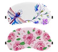 Lot de 2 masques de sommeil pour les yeux pour dormir sur le côté, fleur de camélia rose, bandeau pour les yeux sans pression nocturne, couverture de sommeil réglable, bloque complètement la lumière