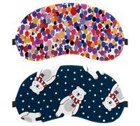 Lot de 2 masques de sommeil pour les yeux pour dormir sur le côté, masque de sommeil bloquant la lumière, motif ours polaire à pois doux pour voyage, sieste, avion