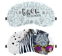 Lot de 2 masques de sommeil pour les yeux pour dormir sur le côté, masque de sommeil bloquant la lumière, aquarelle hipster zèbre avec lunettes doux pour voyage, sieste, avion