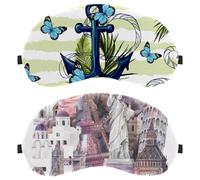 Lot de 2 masques de sommeil pour les yeux pour dormir sur le côté, masque de sommeil, collection architecturale aquarelle bloquant la lumière, couverture douce pour les yeux, pour voyage, sieste