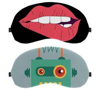 Lot de 2 masques de sommeil pour les yeux pour dormir sur le côté, masque de sommeil doux pour les yeux motif robot amusant pour homme et femme, blocage complet de la lumière, bandeau nocturne zéro