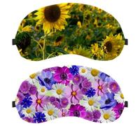 Lot de 2 masques de sommeil pour les yeux pour dormir sur le côté, masque de sommeil, masque pour les yeux bloquant la lumière, violet, rose, blanc, petite marguerite pour voyage, sieste, avion