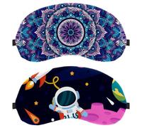 Lot de 2 masques de sommeil pour les yeux pour dormir sur le côté, masque de sommeil, masque pour les yeux bloquant la lumière, planète, fusée, extraterrestre, terre douce, pour voyage, sieste, avion