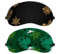 Lot de 2 masques de sommeil pour les yeux pour dormir sur le côté, masque de sommeil, masque pour les yeux bloquant la lumière vert palmier et lune, couverture douce pour les voyages, la sieste