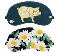 Lot de 2 masques de sommeil pour les yeux pour dormir sur le côté, masque de sommeil, motif marguerites naturelles sur fond sombre, masque doux pour les yeux, pour voyage, sieste, avion