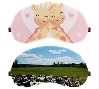 Lot de 2 masques de sommeil pour les yeux pour dormir sur le côté, masque de sommeil pour les vaches sur une prairie, masque pour les yeux bloquant la lumière, couverture douce pour les yeux pour les
