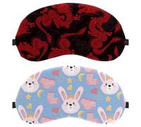 Lot de 2 masques de sommeil pour les yeux pour dormir sur le côté, tête de lapin mignonne avec couche chaussette, masque de sommeil doux pour les yeux pour homme et femme, blocage complet de la