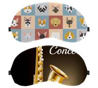 Lot de 2 masques de sommeil pour saxophone de jazz pour homme et femme qui dorment sur le côté, masque de nuit avec sangle réglable, bandeau pour les yeux de nuit