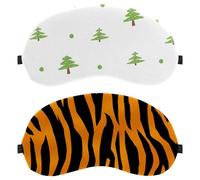 Lot de 2 masques de sommeil respirants avec motif peau de tigre à rayures noires et oranges pour homme et femme, masque de nuit pour les yeux