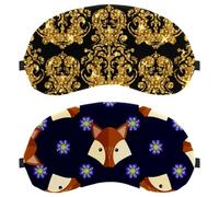 Lot de 2 masques de sommeil respirants avec visages de renard et fleurs violettes pour homme et femme