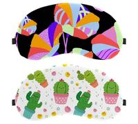 Lot de 2 masques de sommeil respirants pour homme et femme, motif cactus de dessin animé, plante en pot, motif floral, zéro pression oculaire pour dormir