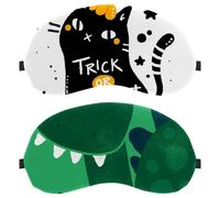 Lot de 2 masques de sommeil respirants pour homme et femme, motif dinosaure vert bonjour, zéro pression oculaire pour dormir