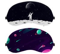 Lot de 2 masques de sommeil respirants pour homme et femme, violet Catoon Galaxy-01