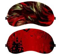 Lot de 2 masques de sommeil rouges sang pour Halloween, chauve-souris hantée, masque pour les yeux pour homme et femme, masque de sommeil respirant, zéro pression oculaire pour dormir
