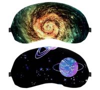 Lot de 2 masques de sommeil Space Planet Stars bloquent complètement la lumière pour dormir sur le côté, masque de nuit zéro pression oculaire, pare-soleil réglable