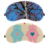 Lot de 2 masques de sommeil vintage rétro robot couple amoureux masques pour les yeux pour homme et femme Masque de sommeil respirant zéro pression oculaire pour dormir