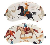 Lot de 2 masques de sommeil West Wild Cowboys Rodéo - Bloque complètement la lumière - Masque pour les yeux pour dormir sur le côté - Zéro pression oculaire - Masque de nuit réglable