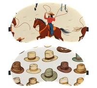 Lot de 2 masques de sommeil West Wild vintage à motif chapeau de cowboy pour homme et femme, sans pression, masque de nuit respirant, blocage de la lumière