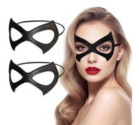Lot de 2 masques d'Halloween en forme de chat noir au design classique et élégant, pour les fêtes costumées, cosplay, mascarades, tours ou friandises, et événements festifs adaptés à la plupart des