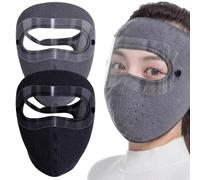 Lot de 2 masques d'hiver pour hommes et femmes, protection faciale complète coupe-vent avec lunettes HD amovibles, masque thermique en polaire pour activités de plein air, couverture d'hiver pour hom