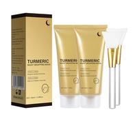 Lot de 2 masques exfoliants au curcuma Overnight - 100 ml - Avec brosse - Soin de nuit contre les peaux ternes et inégales - Hydrate et améliore l'élasticité de la peau - Réduit la sécheresse