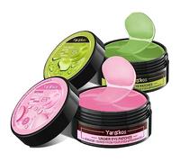 Lot de 2 masques hydratants pour les yeux - Vert + rose - 30 paires de collagène hydrogel anti-âge - Acide hyaluronique - Pour enlever les cernes sombres - Masque pour les yeux au collagène