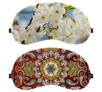 Lot de 2 masques pour les yeux à motif mandala rétro abstrait et floral indien pour dormir sur le côté, masque de sommeil doux pour homme et femme, blocage complet de la lumière, bandeau de nuit zéro