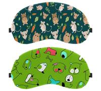 Lot de 2 masques pour les yeux de chien dessinés à la main avec motif de visage de chien pour dormir sur le côté, masque de sommeil, masque de sommeil doux pour les voyages, la sieste, l'avion