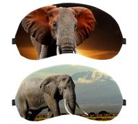 Lot de 2 masques pour les yeux en forme d'éléphant d'Afrique pour dormir sur le côté, masque de sommeil, masque de sommeil, masque doux pour les yeux, pour voyage, sieste, avion, blocage de la lumière