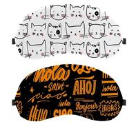 Lot de 2 masques pour les yeux Hello en différentes langues pour dormir sur le côté, masque de sommeil, masque de sommeil doux pour les yeux, pour voyage, sieste, avion, blocage de la lumière