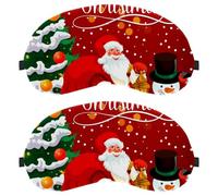 Lot de 2 masques pour les yeux, masque de sommeil pour les yeux dormant sur le côté, arbre de Noël rouge, Père Noël, bandeau pour les yeux zéro pression nocturne, couverture de sommeil réglable