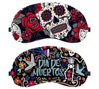 Lot de 2 masques pour les yeux, masque de sommeil pour les yeux pour dormir sur le côté, jour des morts, crâne en sucre, sans pression des yeux, masque de nuit, bloque complètement la lumière des yeux