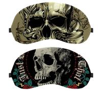 Lot de 2 masques pour les yeux, masque pour les yeux cool Rock in Roll motif tête de mort et rose, masque pour les yeux pour dormir sur le côté, sans pression oculaire, masque pour les yeux nocturne