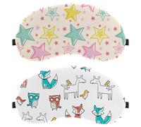 Lot de 2 masques pour les yeux motif animal sur fond blanc, masque de sommeil pour les yeux pour dormir sur le côté, bandeau de nuit zéro pression oculaire, couverture de sommeil réglable, bloque